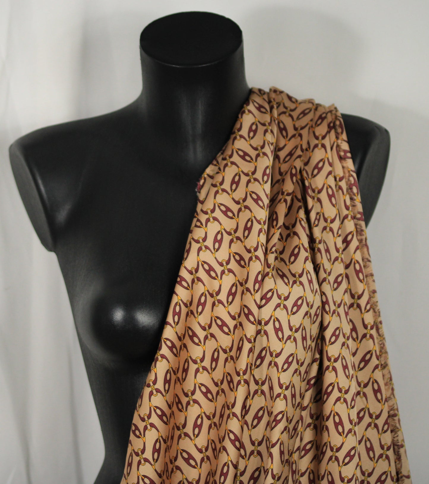 Tissu twill - imprimé chaine - ton vieux rose et bordeaux - photo 3/5 | So Tissus