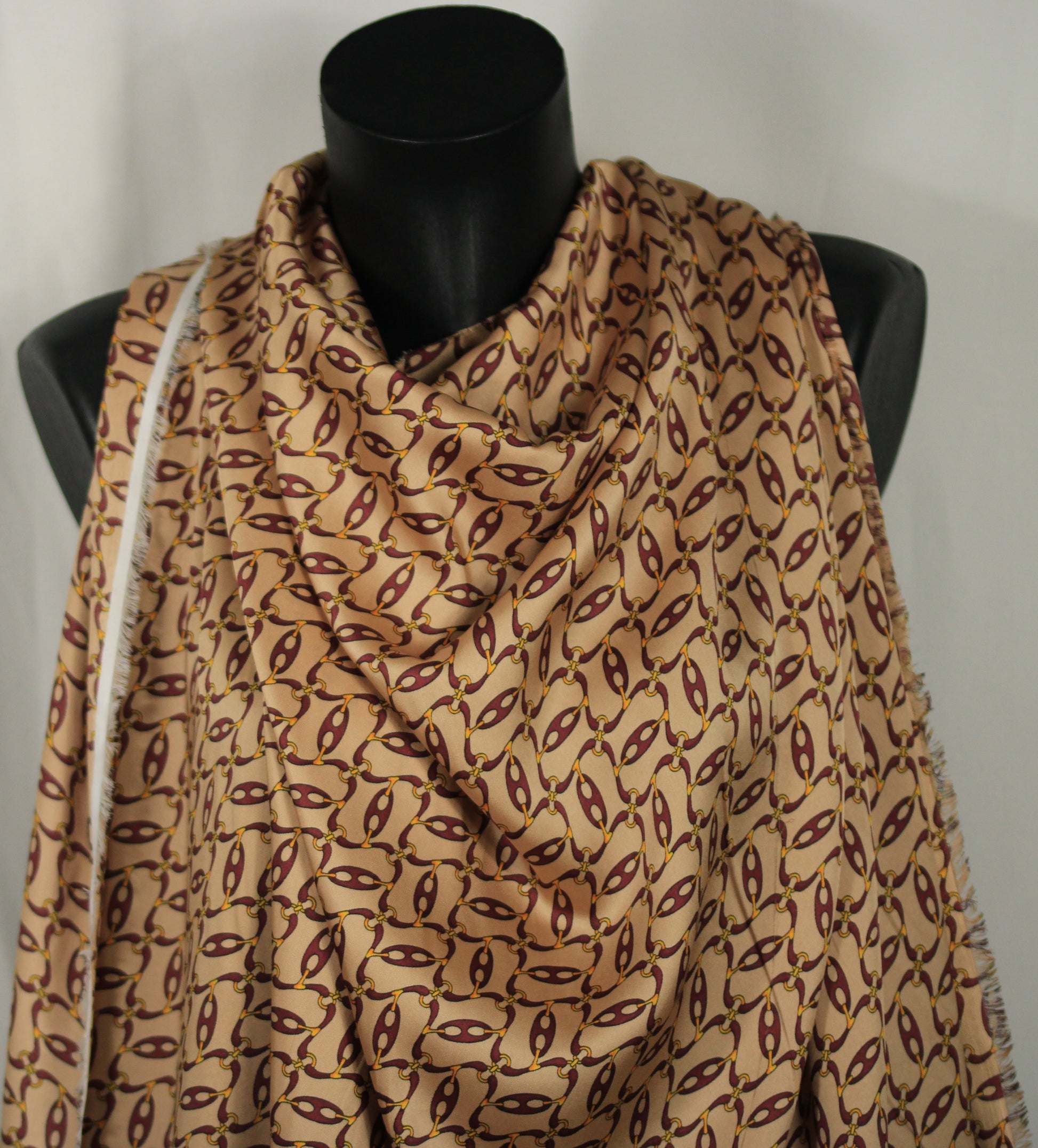 Tissu twill - imprimé chaine - ton vieux rose et bordeaux - photo 4/5 | So Tissus