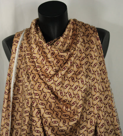 Tissu twill - imprimé chaine - ton vieux rose et bordeaux - photo 4/5 | So Tissus