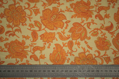 Tissu twill - imprimé fleuri - ton jaune pale et orange - photo 5/5 | So Tissus