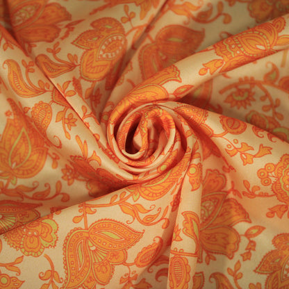 Tissu twill - imprimé fleuri - ton jaune pale et orange - photo 1/5 | So Tissus