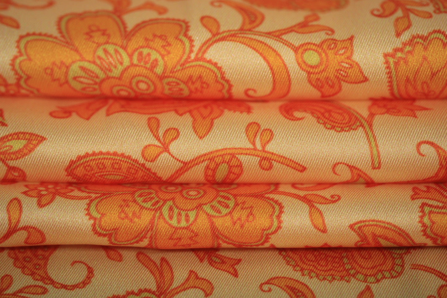 Tissu twill - imprimé fleuri - ton jaune pale et orange - photo 2/5 | So Tissus