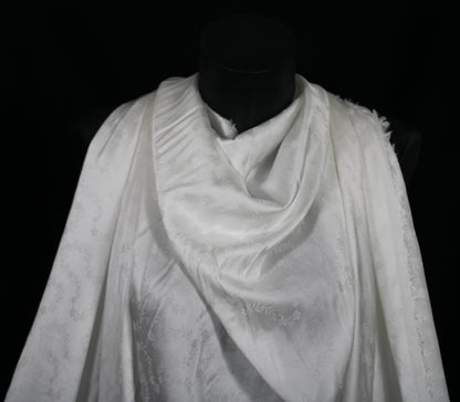 Tissu jacquard - motif fleuri - blanc - photo 4/4 | So Tissus