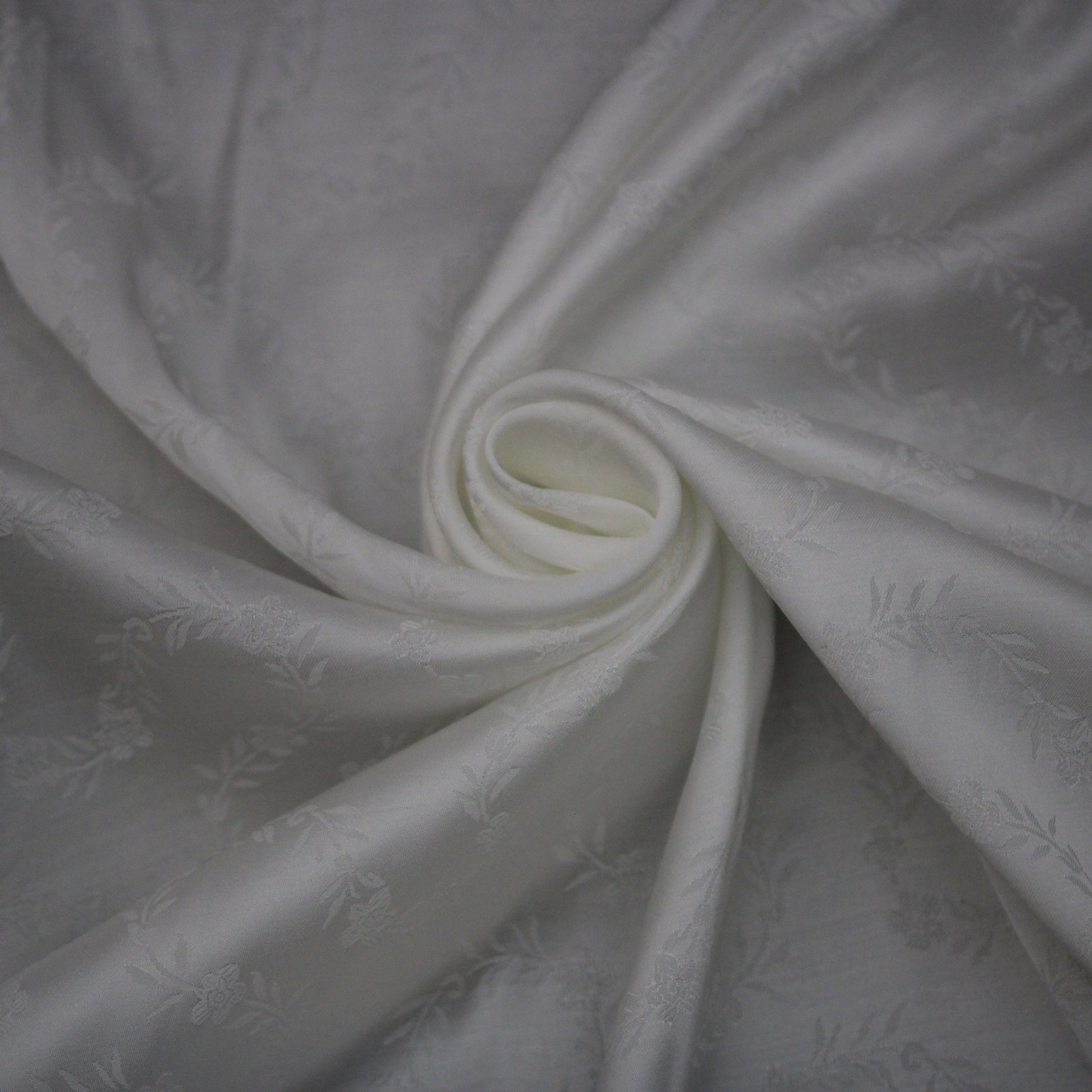Tissu jacquard - motif fleuri - blanc - photo 1/4 | So Tissus