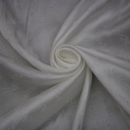Tissu jacquard - motif fleuri - blanc - photo 1/4 | So Tissus