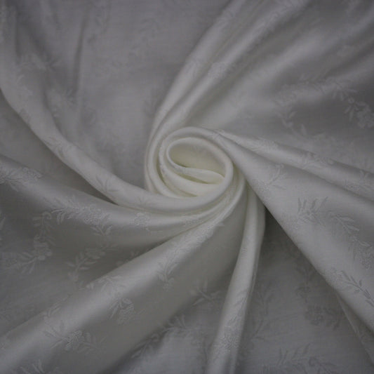 Tissu jacquard - motif fleuri - blanc - photo 1/4 | So Tissus