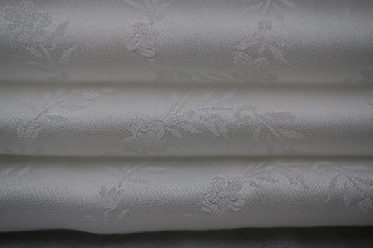 Tissu jacquard - motif fleuri - blanc - photo 2/4 | So Tissus
