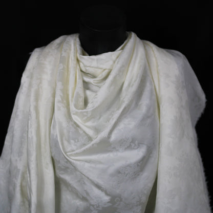 Tissu jacquard viscose - motif fleuri - ivoire - photo 4/4 | So Tissus