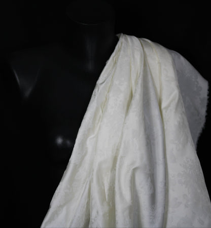 Tissu jacquard viscose - motif fleuri - ivoire - photo 3/4 | So Tissus