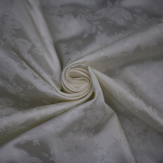Tissu jacquard viscose - motif fleuri - ivoire - photo 1/4 | So Tissus
