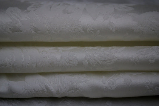 Tissu jacquard viscose - motif fleuri - ivoire - photo 2/4 | So Tissus