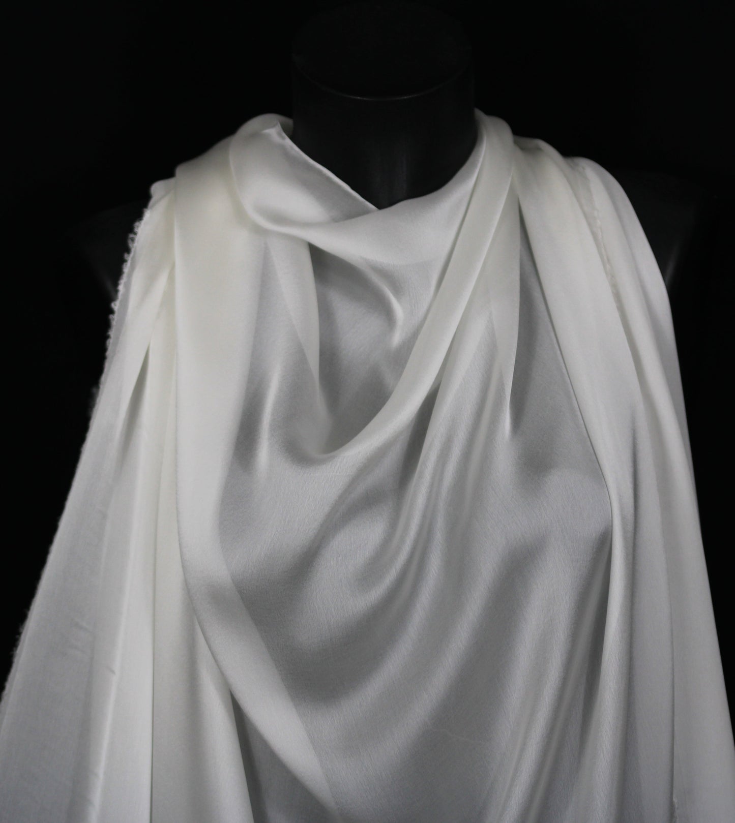 Tissu mousseline de soie satiné - blanc - photo 4/4 | So Tissus