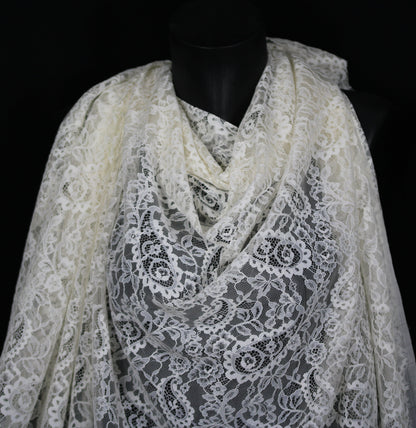 Tissu dentelle - motif fleuri - blanc - photo 4/5 | So Tissus