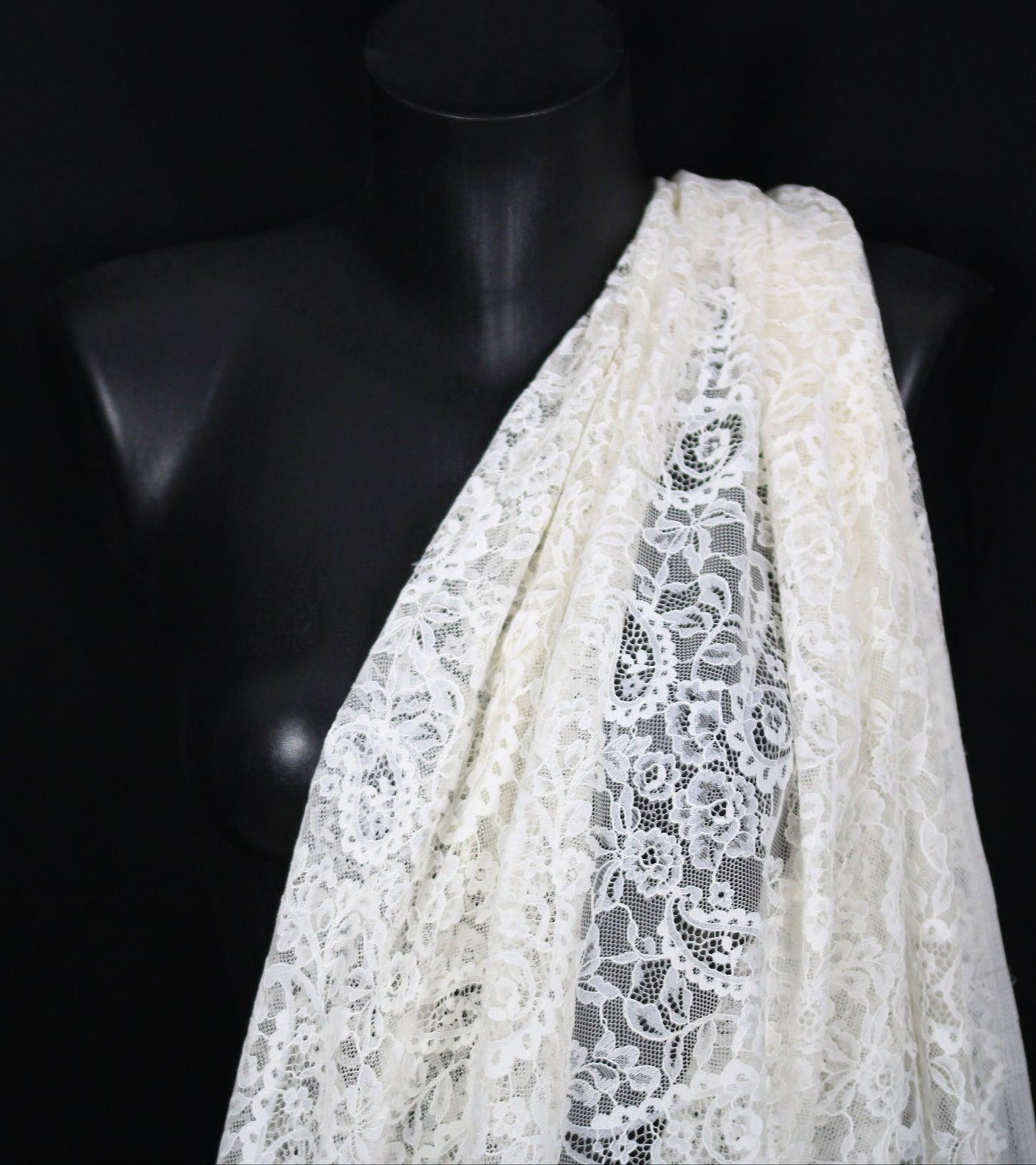 Tissu dentelle - motif fleuri - blanc - photo 3/5 | So Tissus