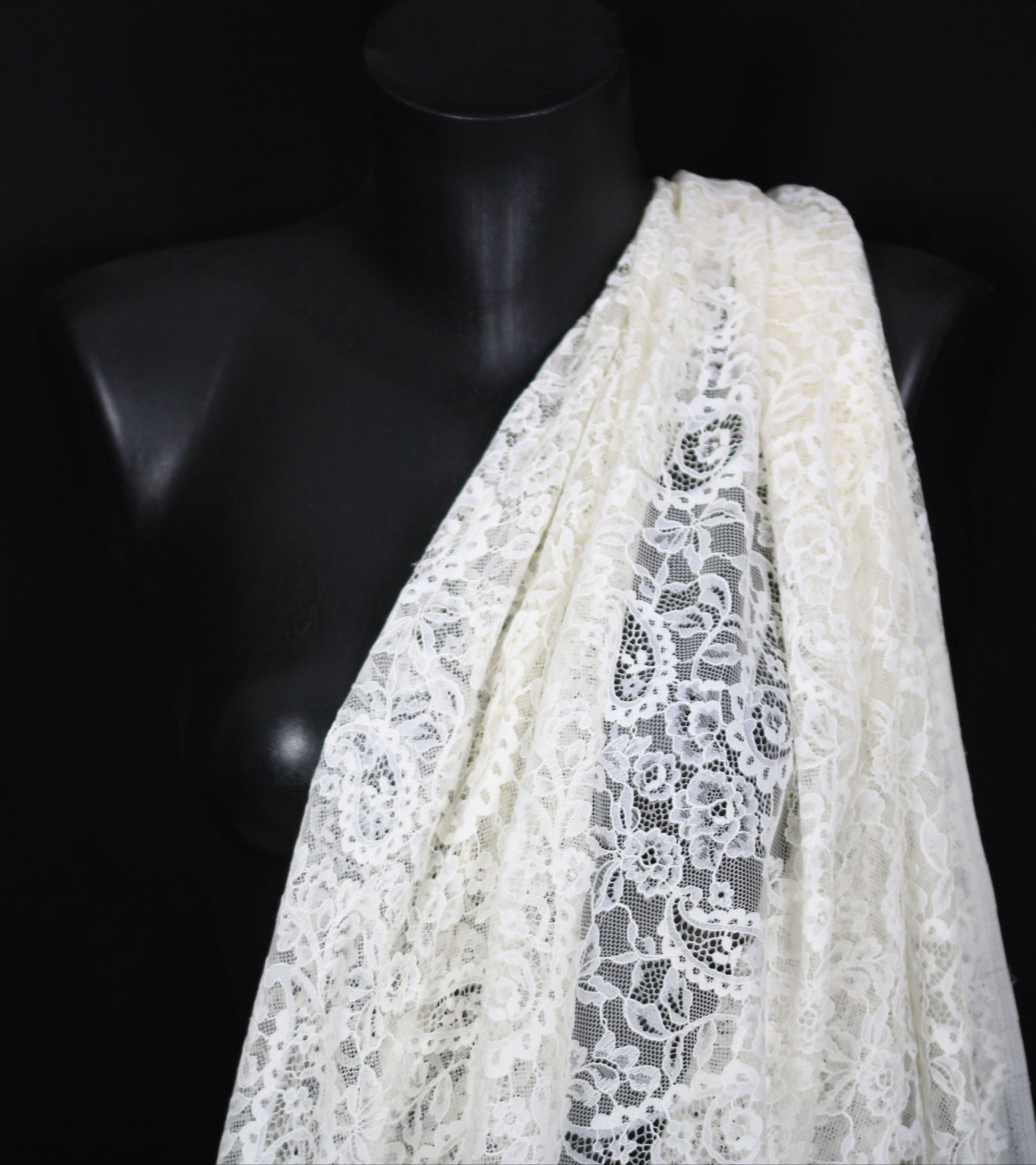 Tissu dentelle - motif fleuri - blanc - photo 3/5 | So Tissus