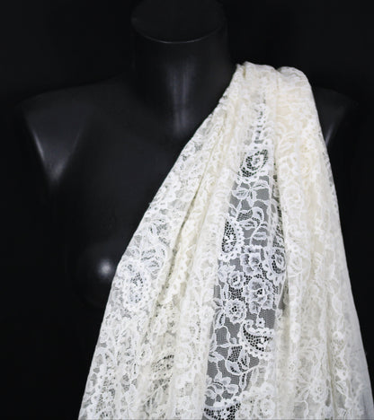 Tissu dentelle - motif fleuri - blanc - photo 3/5 | So Tissus