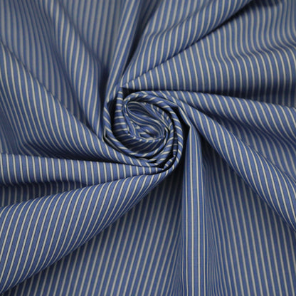 Tissu popeline de coton  prestige - à rayures - blanc et bleu ciel - photo 1/4 | So Tissus