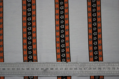 Tissu viscose - à rayures fleuri - blanc, marron et orangé - photo 5/5 | So Tissus