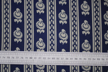 Tissu twill - imprimé linéaire - beige et bleu marine - photo 5/5 | So Tissus
