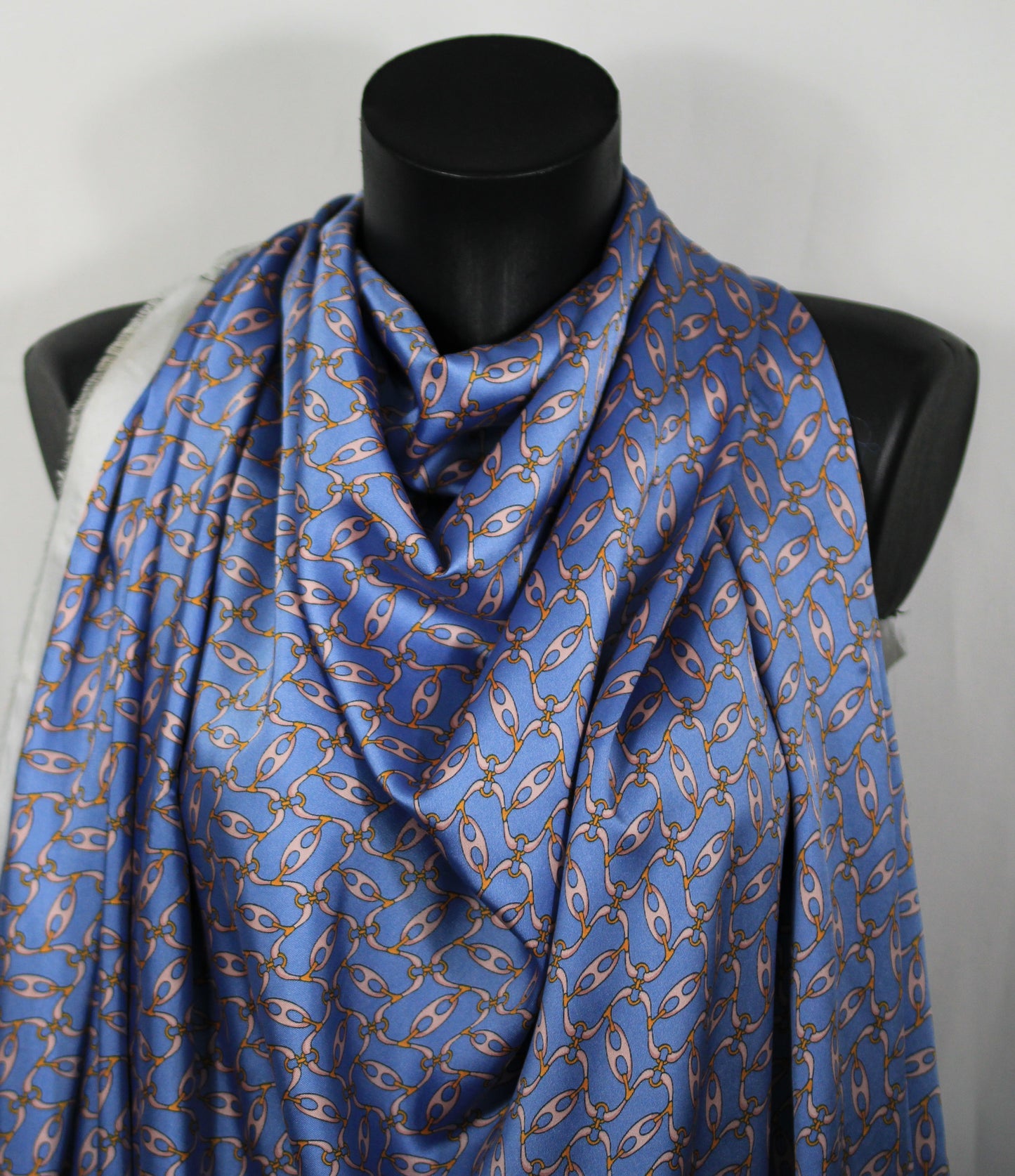 Tissu twill - imprimé chaine - ton bleu et rose - photo 3/5 | So Tissus