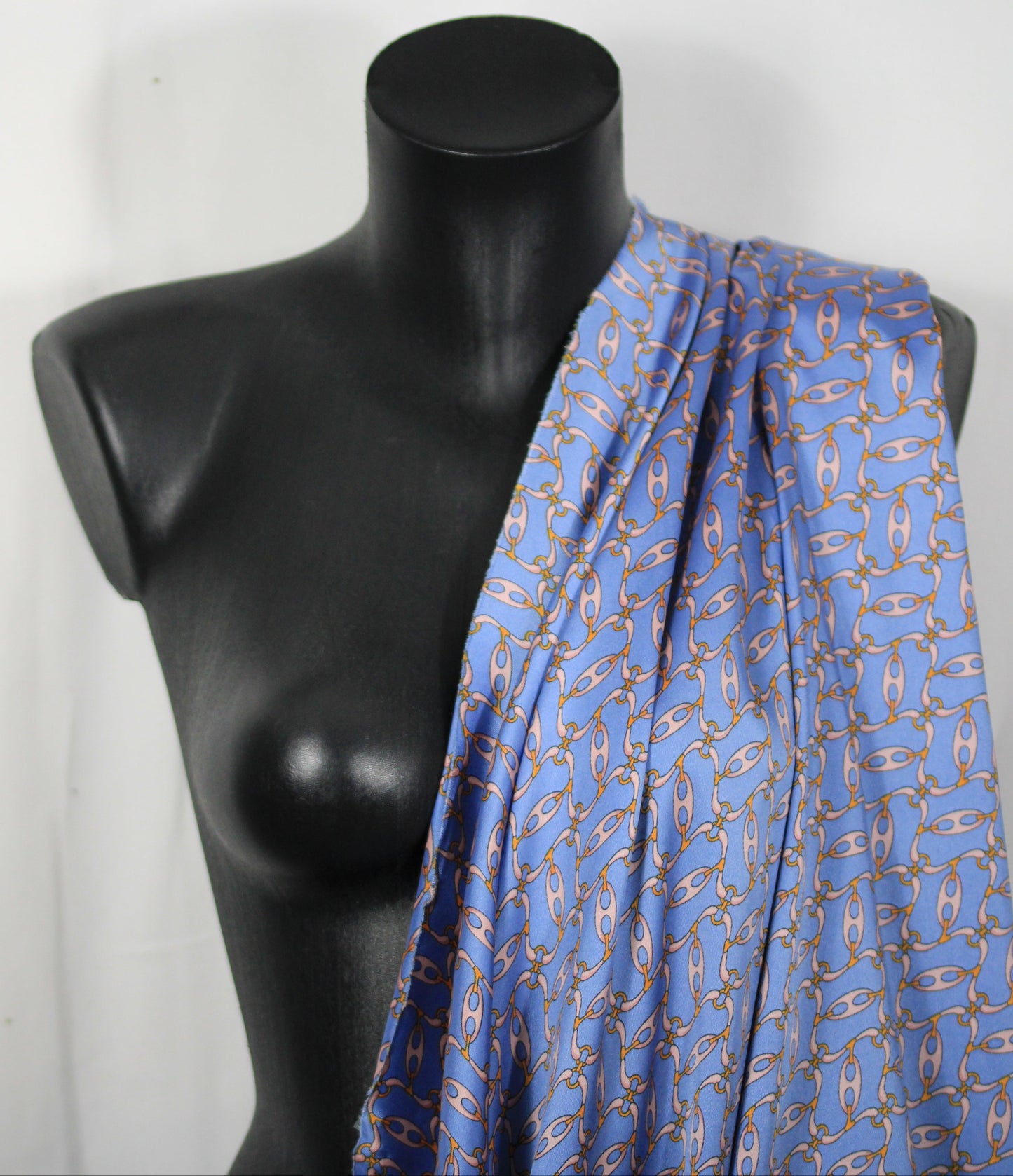 Tissu twill - imprimé chaine - ton bleu et rose - photo 4/5 | So Tissus