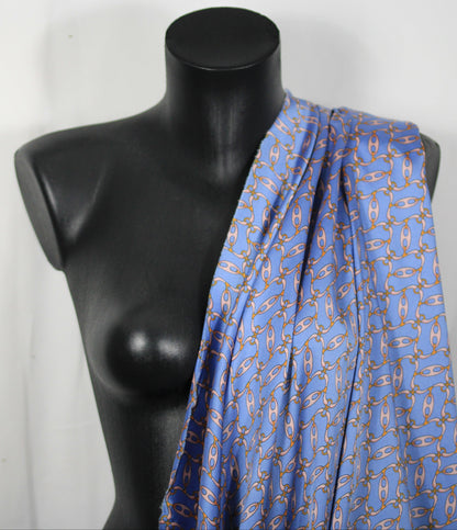 Tissu twill - imprimé chaine - ton bleu et rose - photo 4/5 | So Tissus