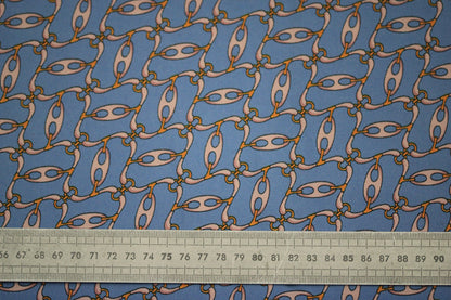Tissu twill - imprimé chaine - ton bleu et rose - photo 5/5 | So Tissus