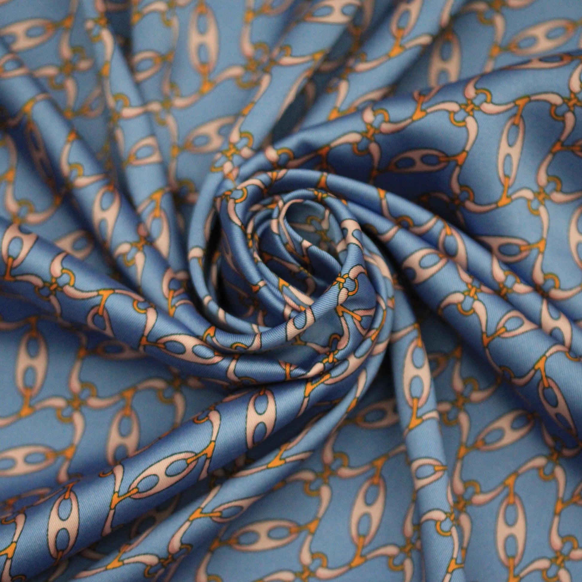 Tissu twill - imprimé chaine - ton bleu et rose - photo 1/5 | So Tissus
