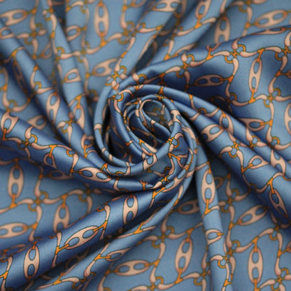 Tissu twill - imprimé chaine - ton bleu et rose - photo 1/5 | So Tissus