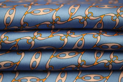 Tissu twill - imprimé chaine - ton bleu et rose - photo 2/5 | So Tissus