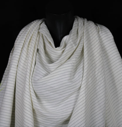 Tissu twill coton et lin -à rayures large - blanc et noir - photo 4/5 | So Tissus