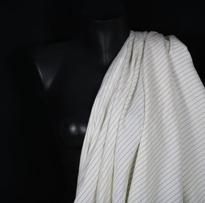 Tissu twill coton et lin -à rayures large - blanc et noir - photo 3/5 | So Tissus
