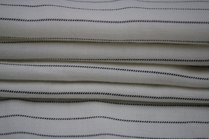 Tissu twill coton et lin -à rayures large - blanc et noir - photo 2/5 | So Tissus
