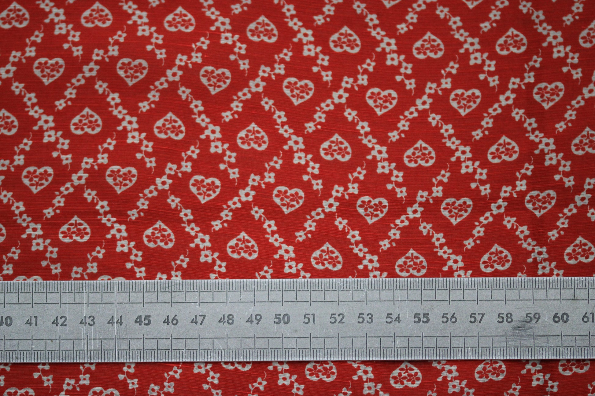 Tissu lin viscose - imprimé coeur fleuri - rouge et blanc - photo 5/5 | So Tissus
