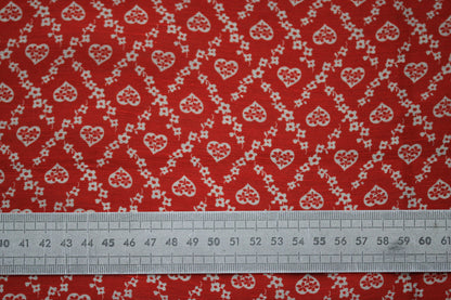 Tissu lin viscose - imprimé coeur fleuri - rouge et blanc - photo 5/5 | So Tissus
