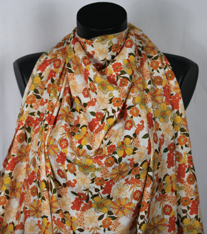 Tissu viscose - imprimé fleuri -  ton orangé