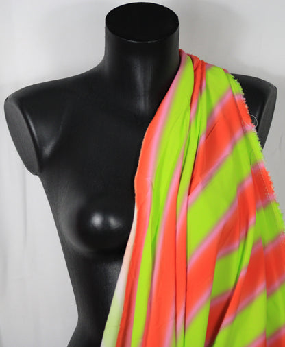 Tissu viscose - à rayures dégradés - jaune, orange et rose
