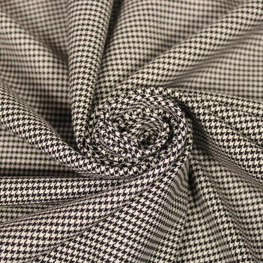 Tissu effet laine froide - pied de puce - blanc et noir - photo 1/5 | So Tissus