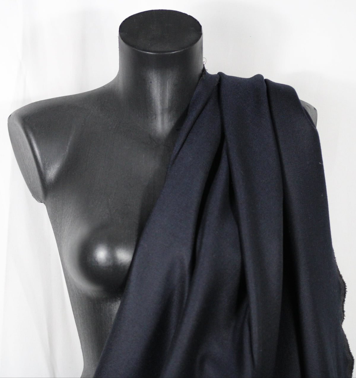 Tissu crêpe de laine stretch double face - bleu marine et marron