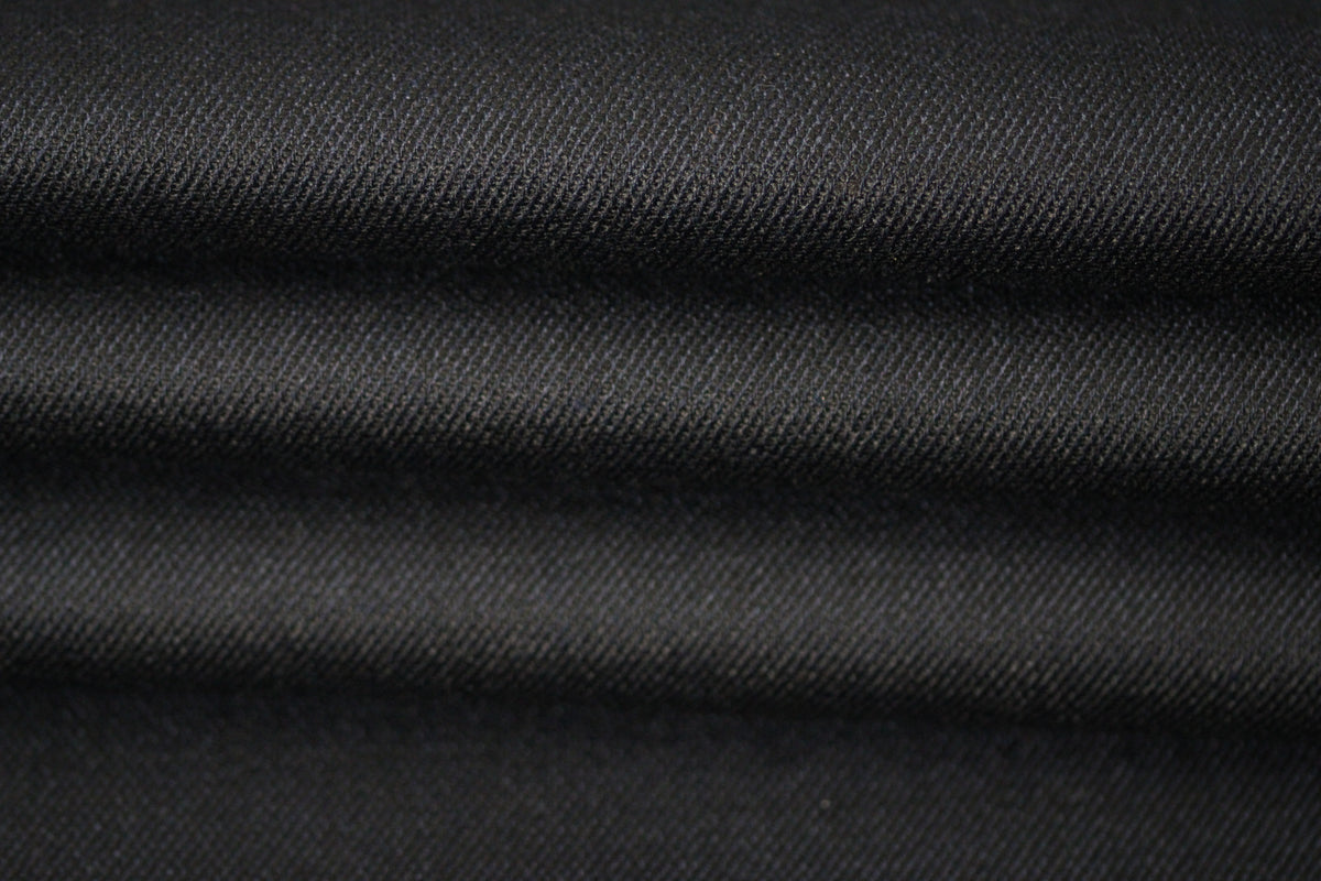 Tissu crêpe de laine stretch double face - bleu marine et marron