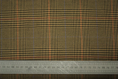 Tissu crêpe de laine - prince de galles - ton beige, marron et noir