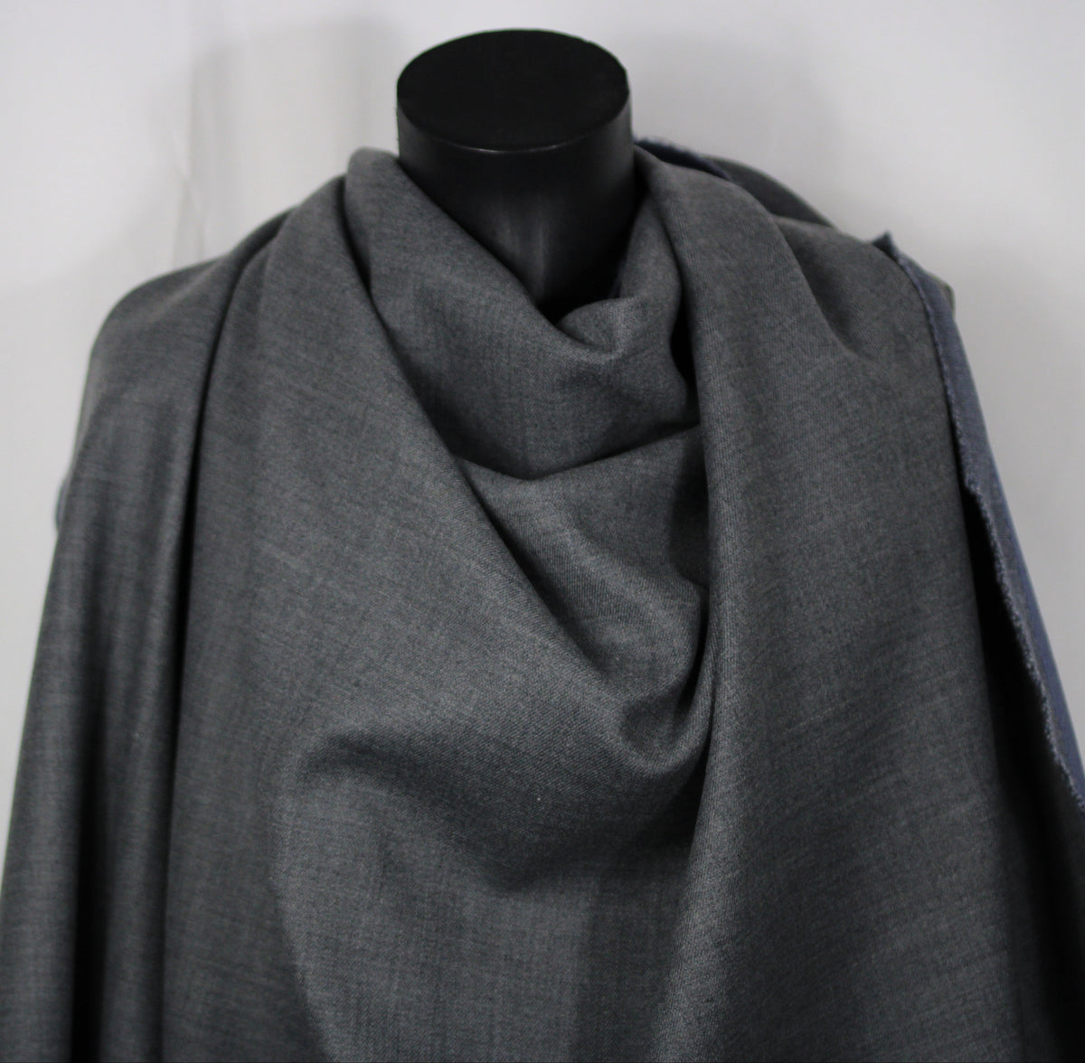 Tissu crêpe de laine stretch double face - gris anthracite et gris bleu