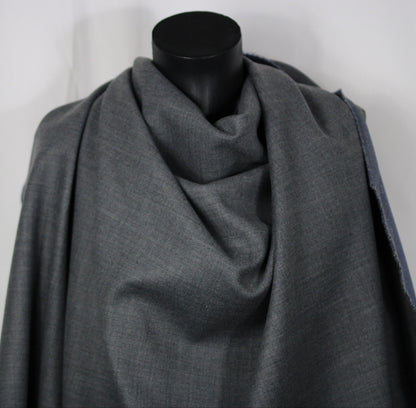 Tissu crêpe de laine stretch double face - gris anthracite et gris bleu