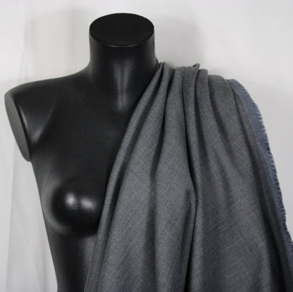 Tissu crêpe de laine stretch double face - gris anthracite et gris bleu