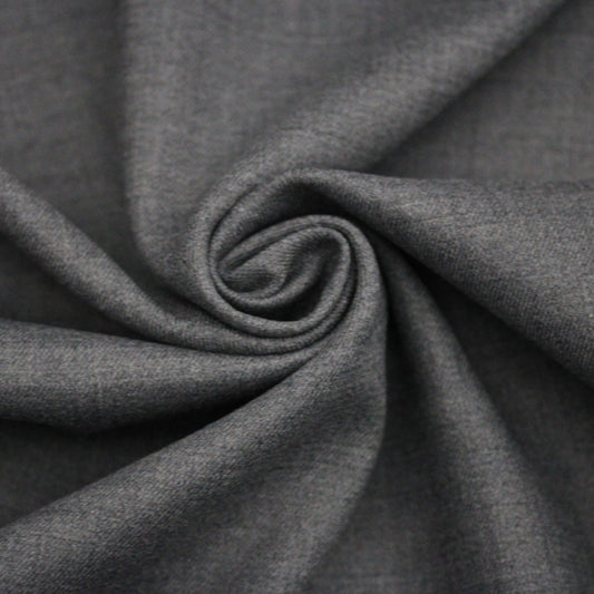 Tissu crêpe de laine stretch double face - gris anthracite et gris bleu