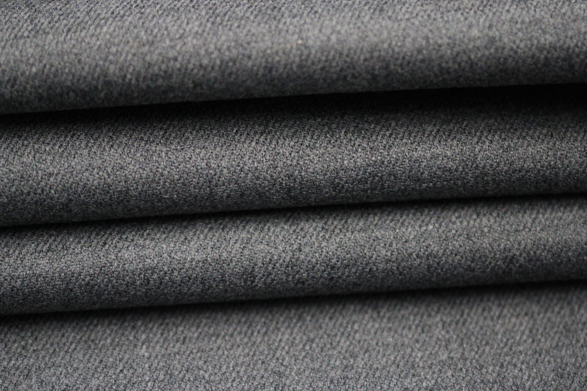 Tissu crêpe de laine stretch double face - gris anthracite et gris bleu