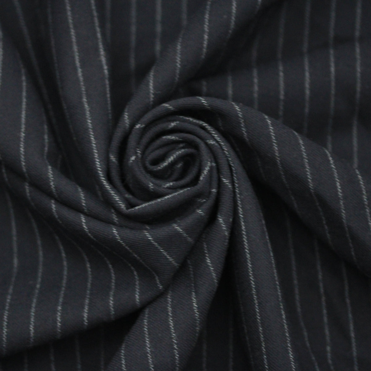 Tissu flanelle de laine - à rayures - bleu marine foncé