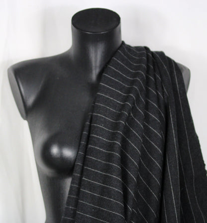 Tissu flanelle de laine - à rayures - gris anthracite