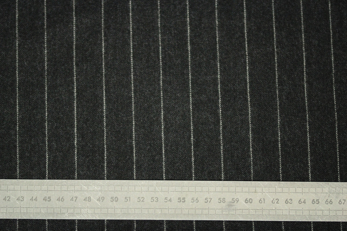 Tissu flanelle de laine - à rayures - gris anthracite