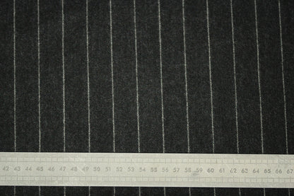 Tissu flanelle de laine - à rayures - gris anthracite